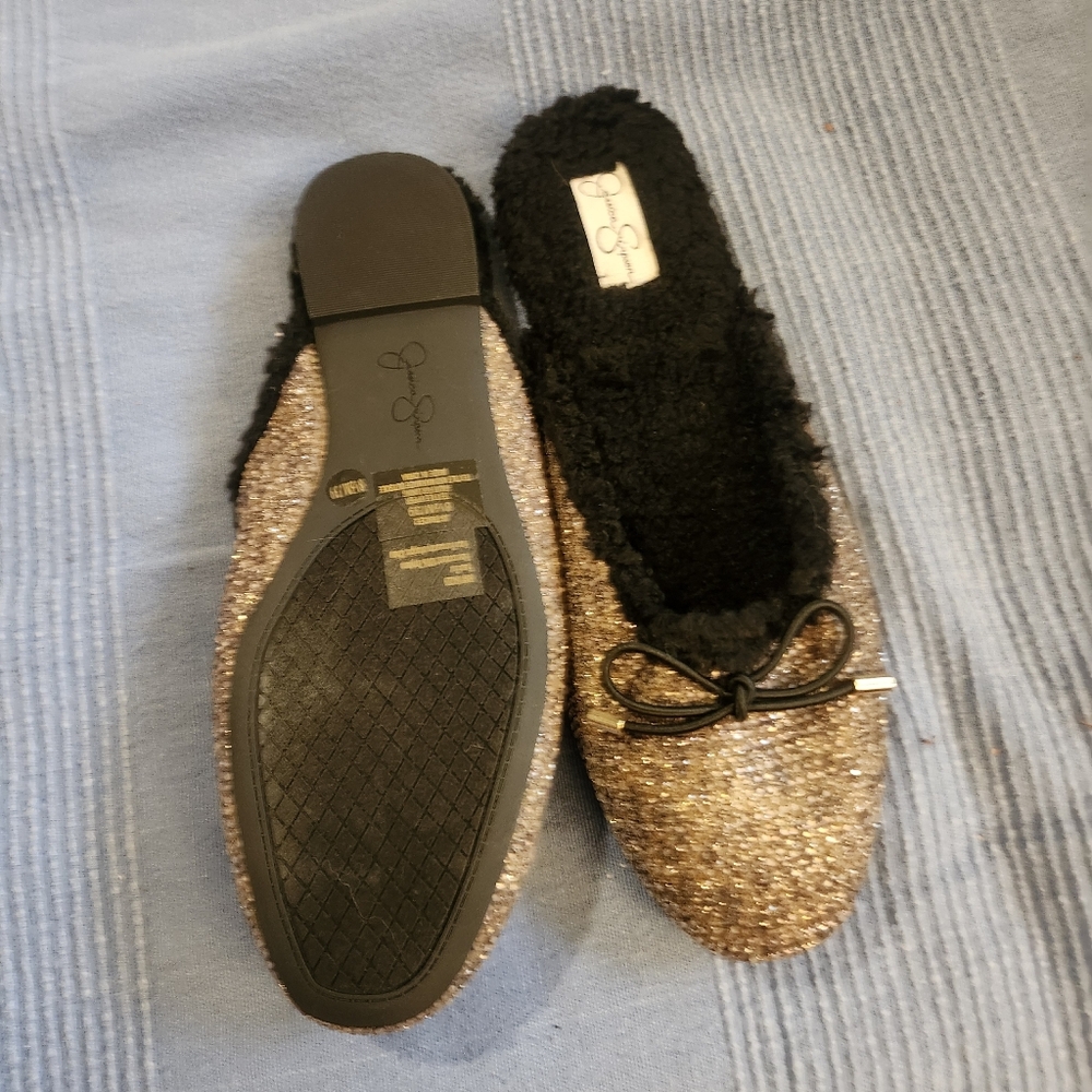 Jessica Simpson Rhinestone Brown Mules/Slippers with Bow Detail - Picture 2 of 4